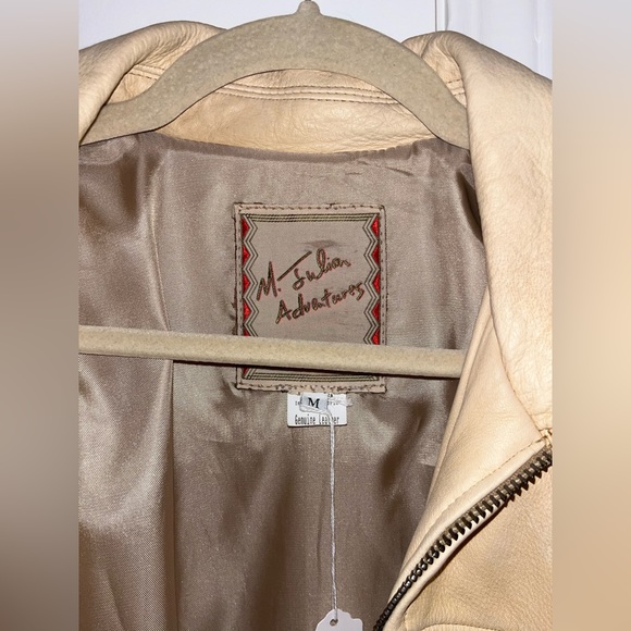 Fringe genuine leather cream colored jacket - Picture 3 of 4